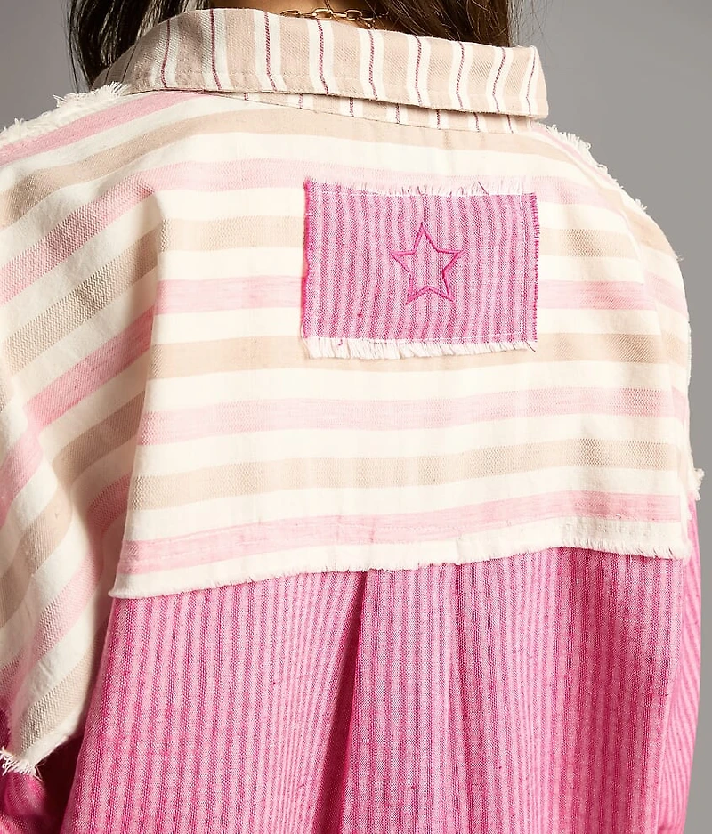 Striped Raw Edge Shirt