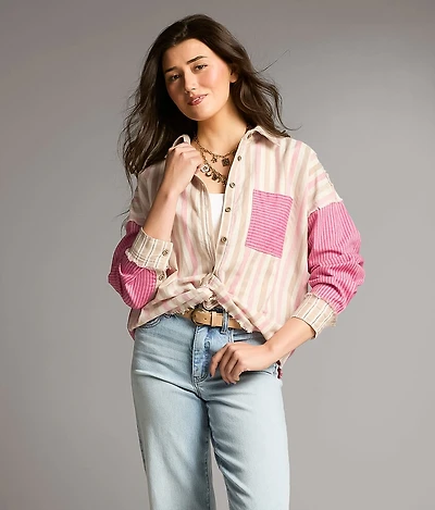 Striped Raw Edge Shirt