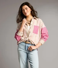 Striped Raw Edge Shirt