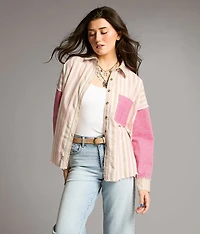 Striped Raw Edge Shirt