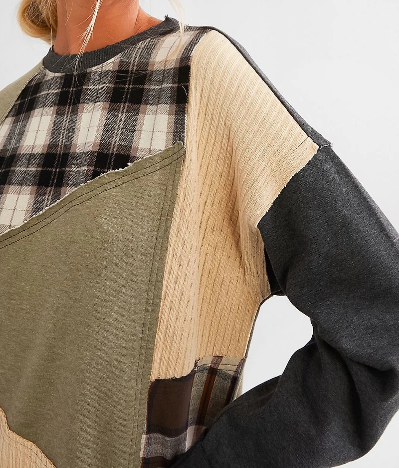 Mixed Plaid Pullover