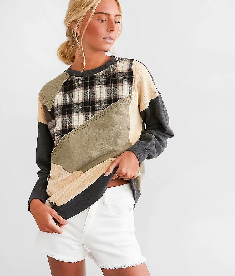 Mixed Plaid Pullover