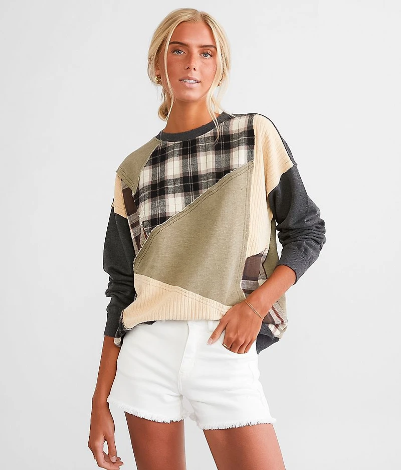 Mixed Plaid Pullover