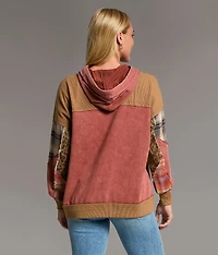 Pieced Cheetah & Plaid Hoodie