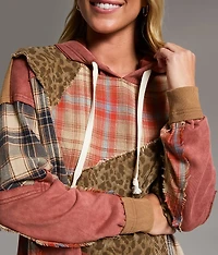 Pieced Cheetah & Plaid Hoodie
