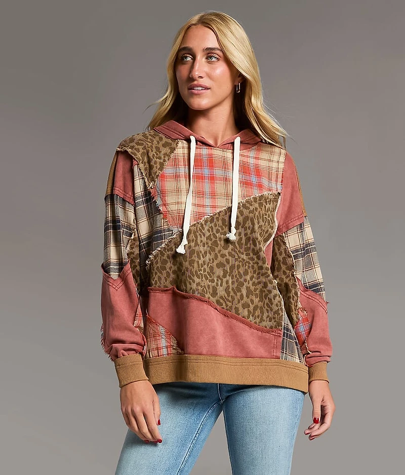 Pieced Cheetah & Plaid Hoodie