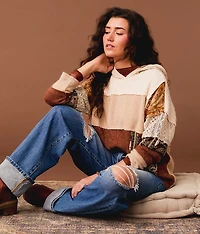 Mixed Rib Knit Hoodie