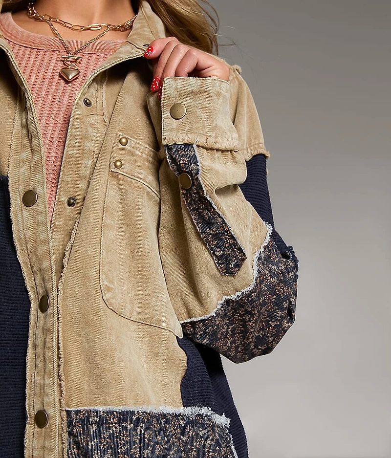Pieced Floral Shacket