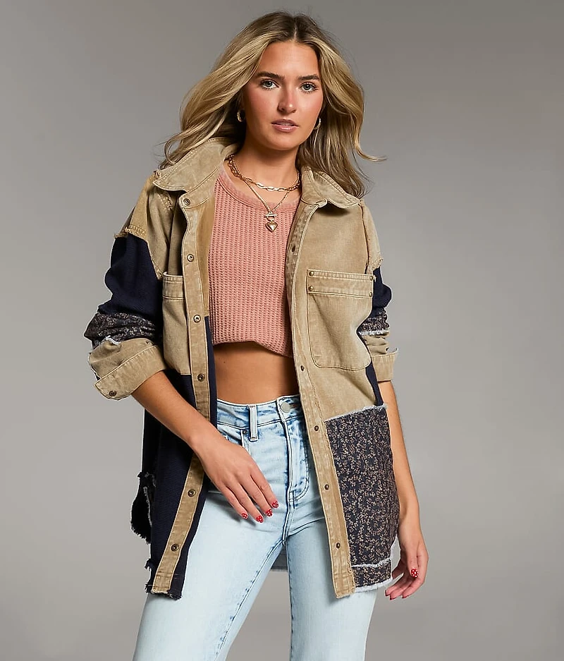 Pieced Floral Shacket
