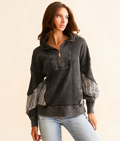Quarter Zip Pieced Pullover