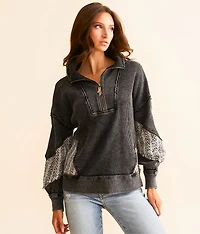Quarter Zip Pieced Pullover