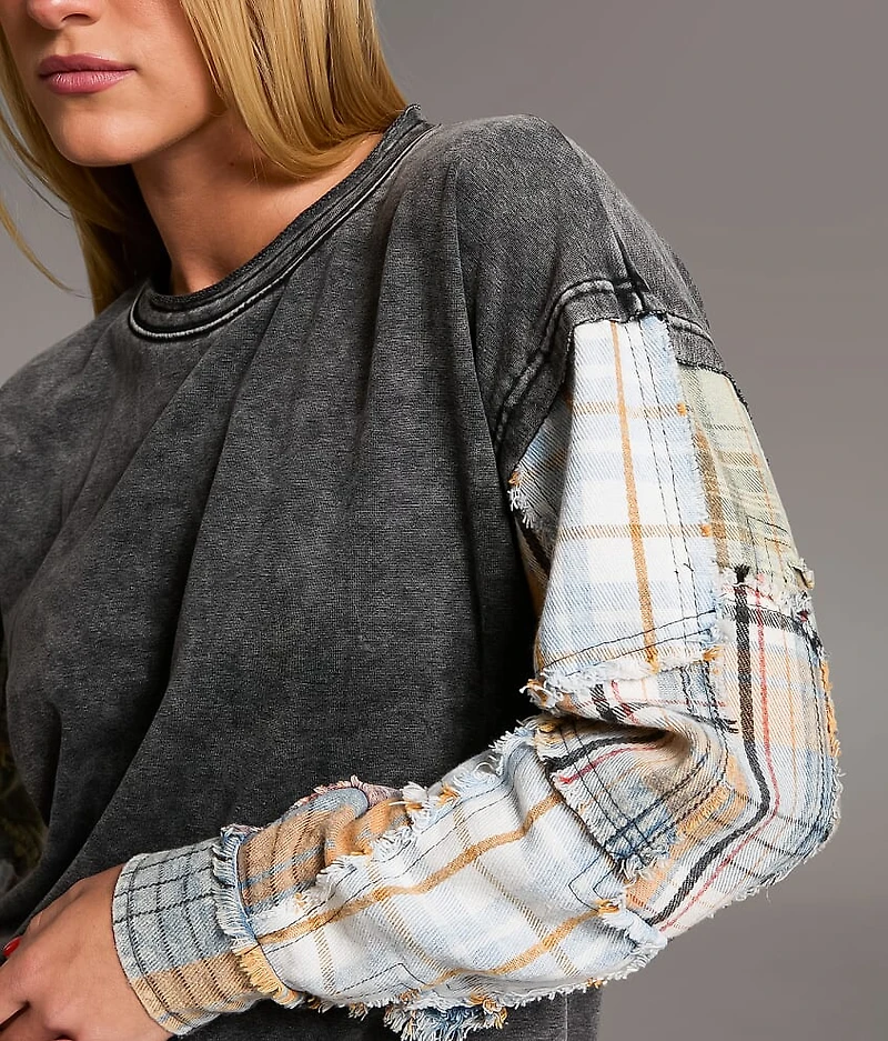 Pieced Plaid Pullover