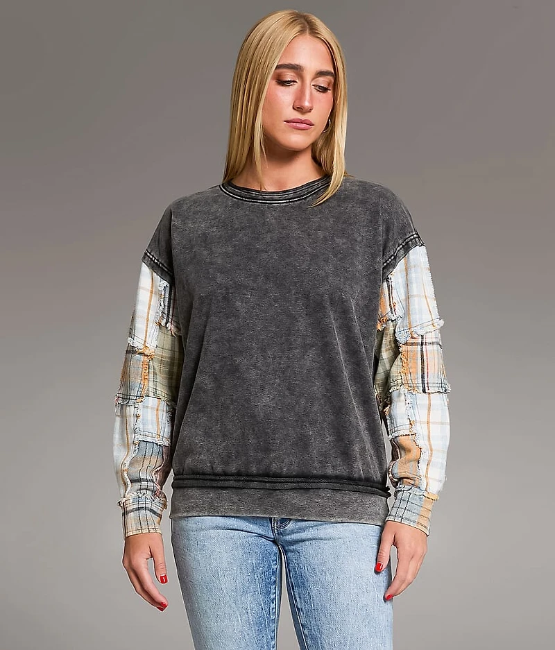 Pieced Plaid Pullover