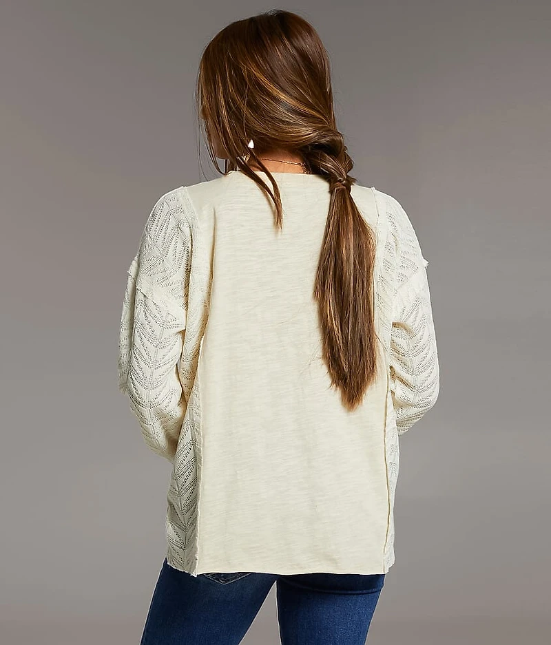 Pieced Raw Edge Lace Top