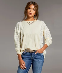 Pieced Raw Edge Lace Top