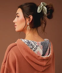 Scalloped Eyelet Hooded Sweatshirt