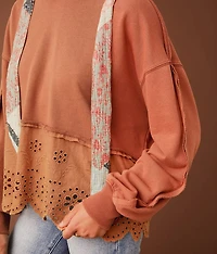 Scalloped Eyelet Hooded Sweatshirt
