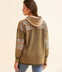 Pieced Crochet Hooded Pullover