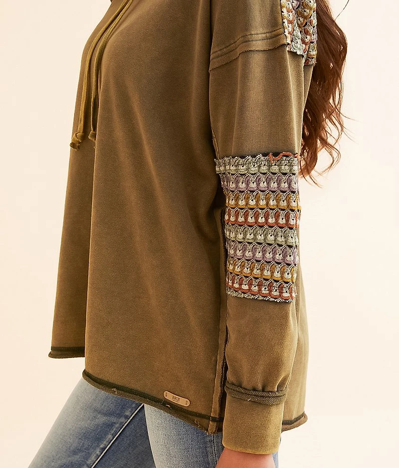 Pieced Crochet Hooded Pullover