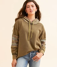 Pieced Crochet Hooded Pullover