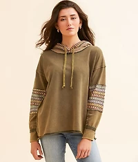 Pieced Crochet Hooded Pullover