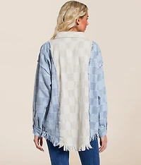 Pieced Checker Fringe Shirt