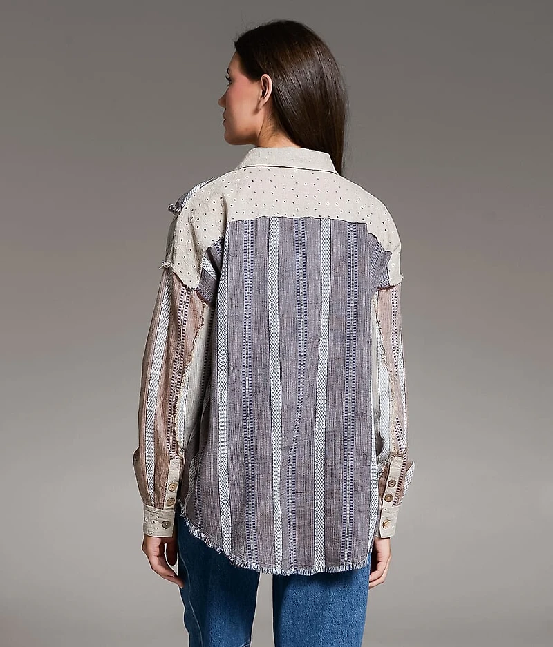 Frayed Mixed Media Shirt