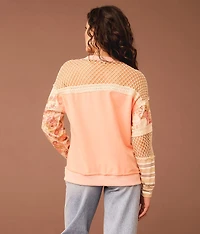 Pieced Floral Crochet Pullover
