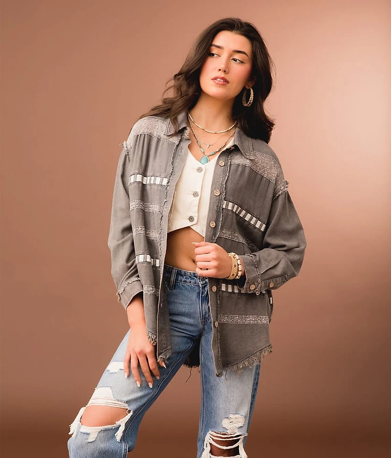 Lace Trim Shacket