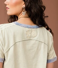 Embroidered Crochet T-Shirt