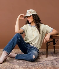 Embroidered Crochet T-Shirt