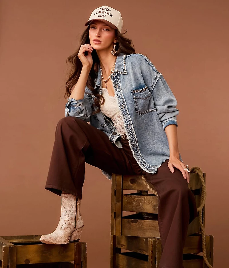 Studded Western Chambray Shirt