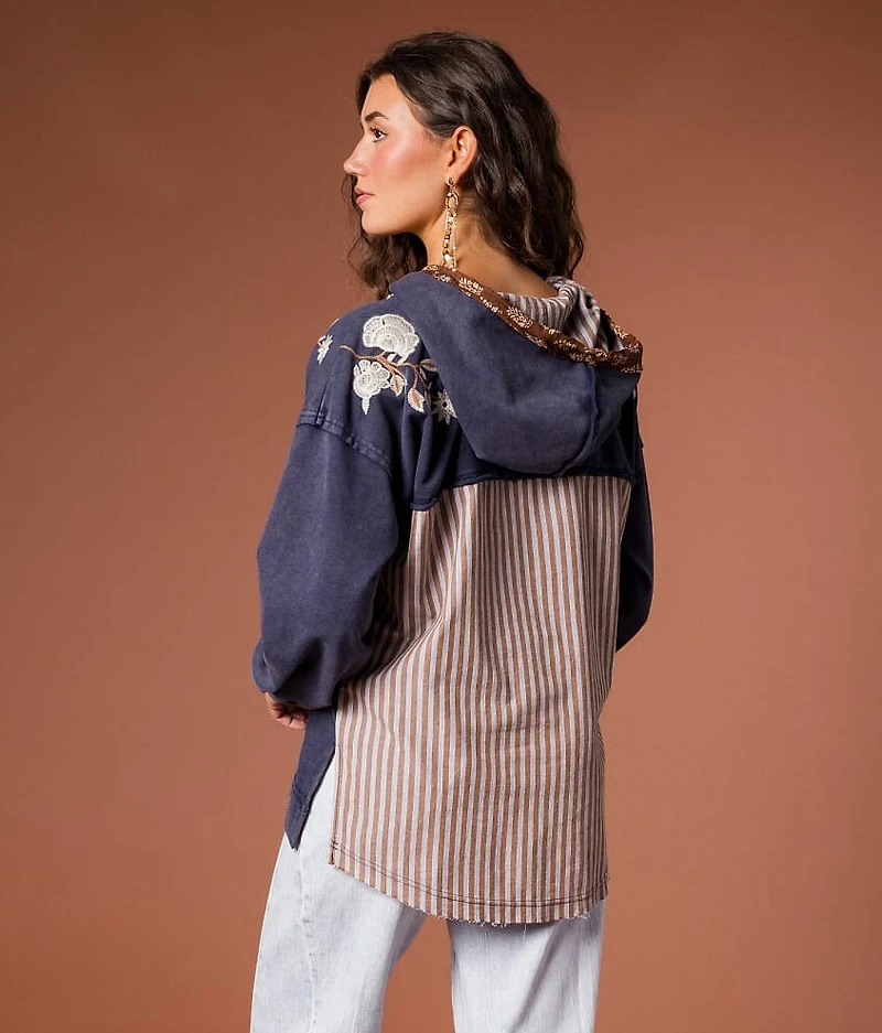 Floral Embroidered Hoodie