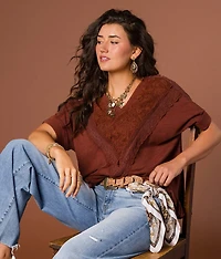 Floral Embroidered Ruffle Top