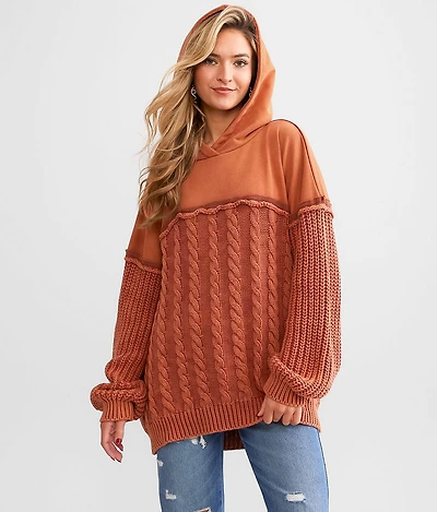Cable Knit Hooded Sweater