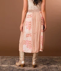 Pieced Cinch Tie Midi Skirt