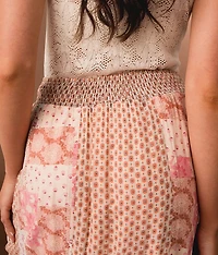 Pieced Cinch Tie Midi Skirt
