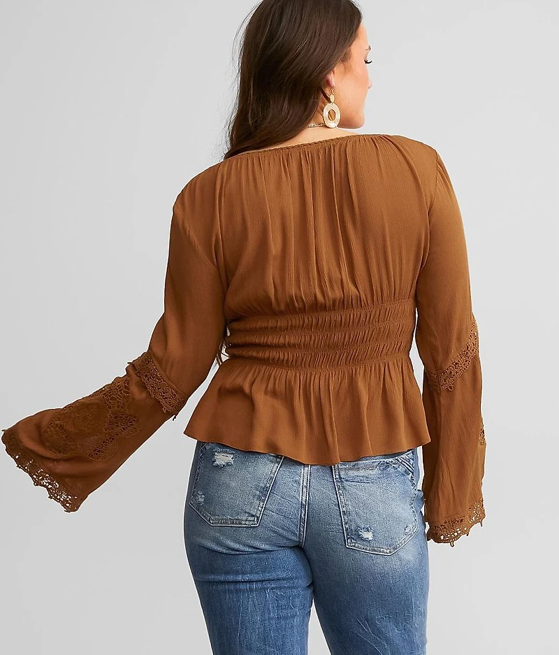 Crinkled Peplum Top