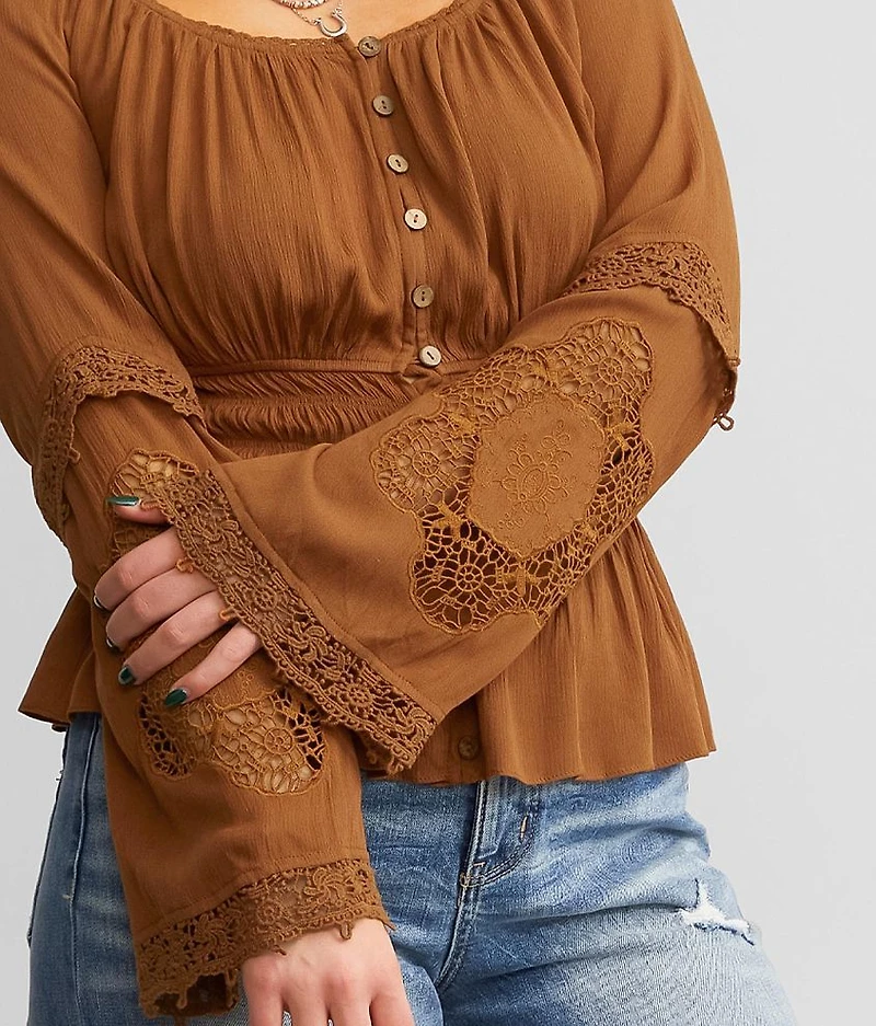 Crinkled Peplum Top