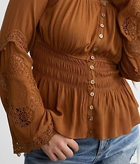 Crinkled Peplum Top