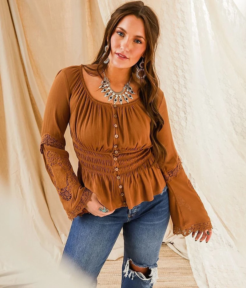 Crinkled Peplum Top