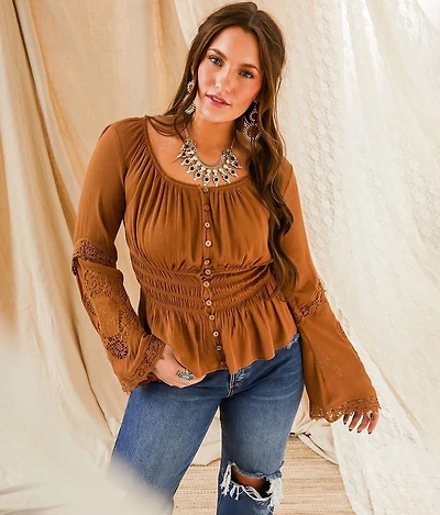 Crinkled Peplum Top