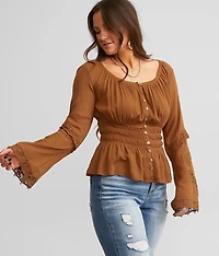 Crinkled Peplum Top