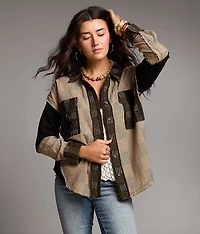 Raw Edge Striped Shacket