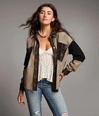 Raw Edge Striped Shacket