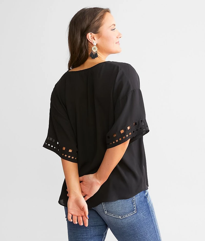 Embroidered Cut-Out Top