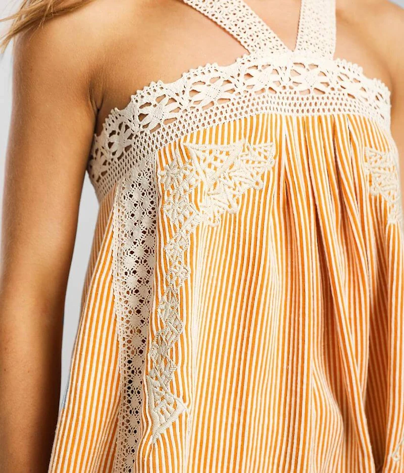 Raw Edge Striped Tank Top