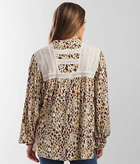 Pieced Lace Woven Blouse