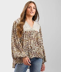 Pieced Lace Woven Blouse
