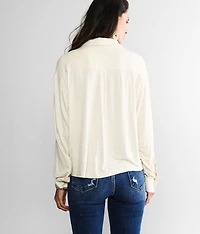 Embroidered Mesh Overlay Shirt